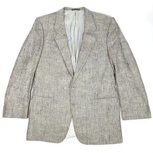 Giorgio Armani Silk Wool Tweed Herringbone Blazer Coat Old Money Quiet Luxury